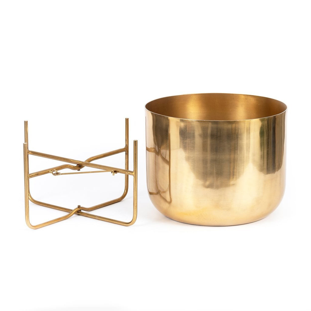 The brass planter on stand - Brass - XL