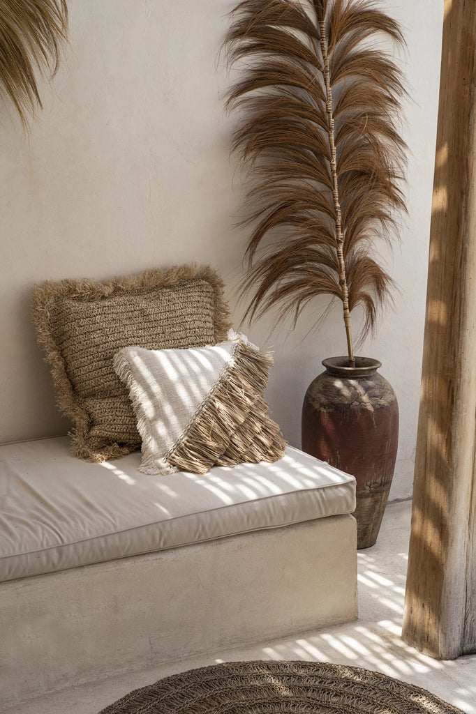 The Raffia Cotton Cushion Cover - Natural White - 40x40_40