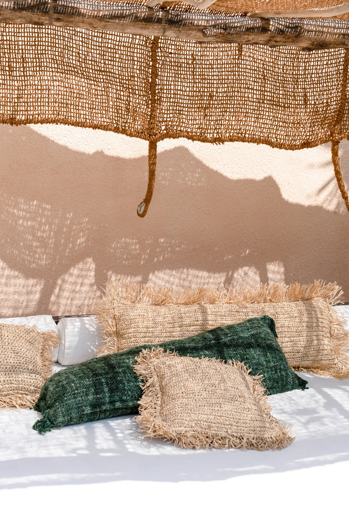De Raffia Kussenhoes Rechthoekig - Natuurlijk - 35x100