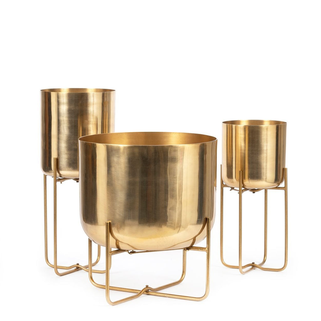 The brass planter on stand - Brass - XL