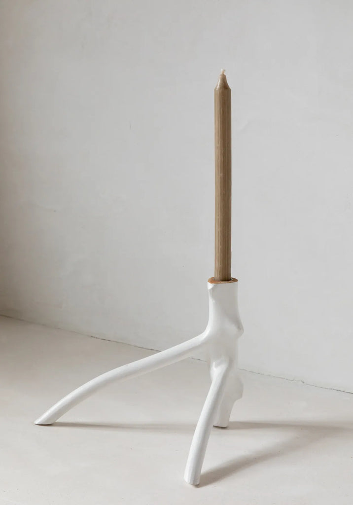 The Triple Branch Candle Holder - White
