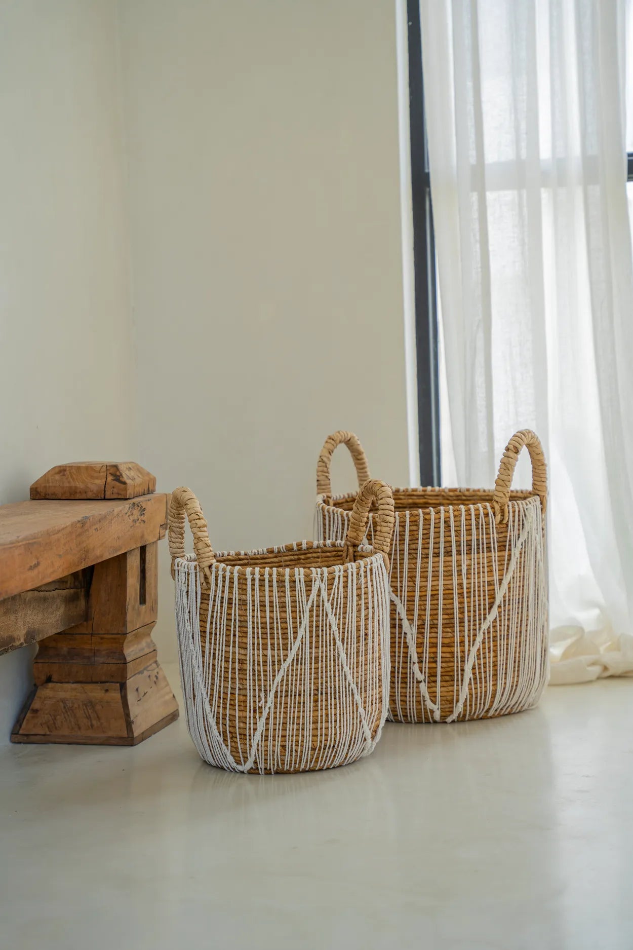 The Straight Stitched Macramé Basket - Small