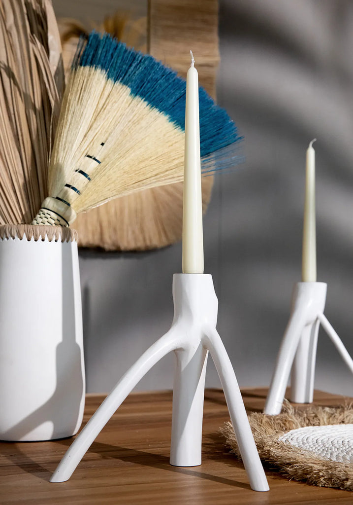 The Triple Branch Candle Holder - White
