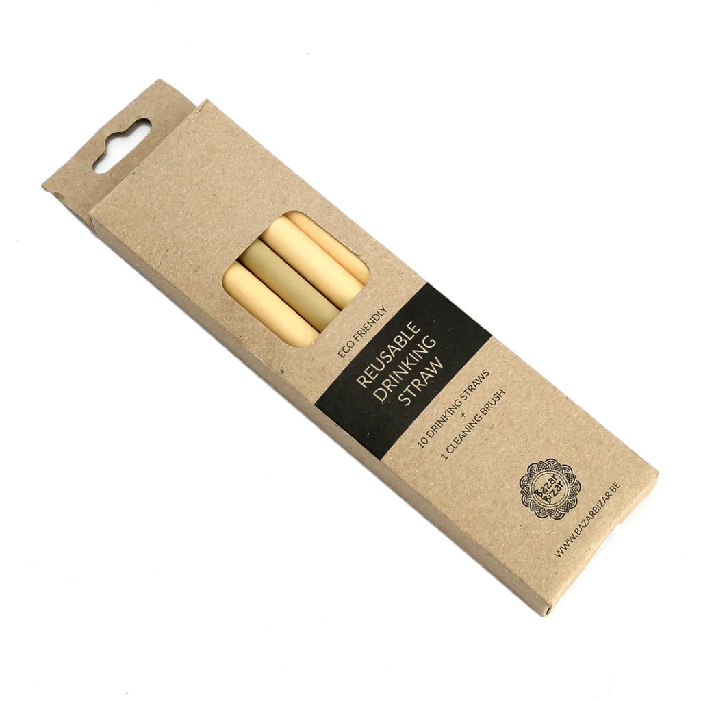 The Bamboo Straws Set of 10 with Cleaning Brush