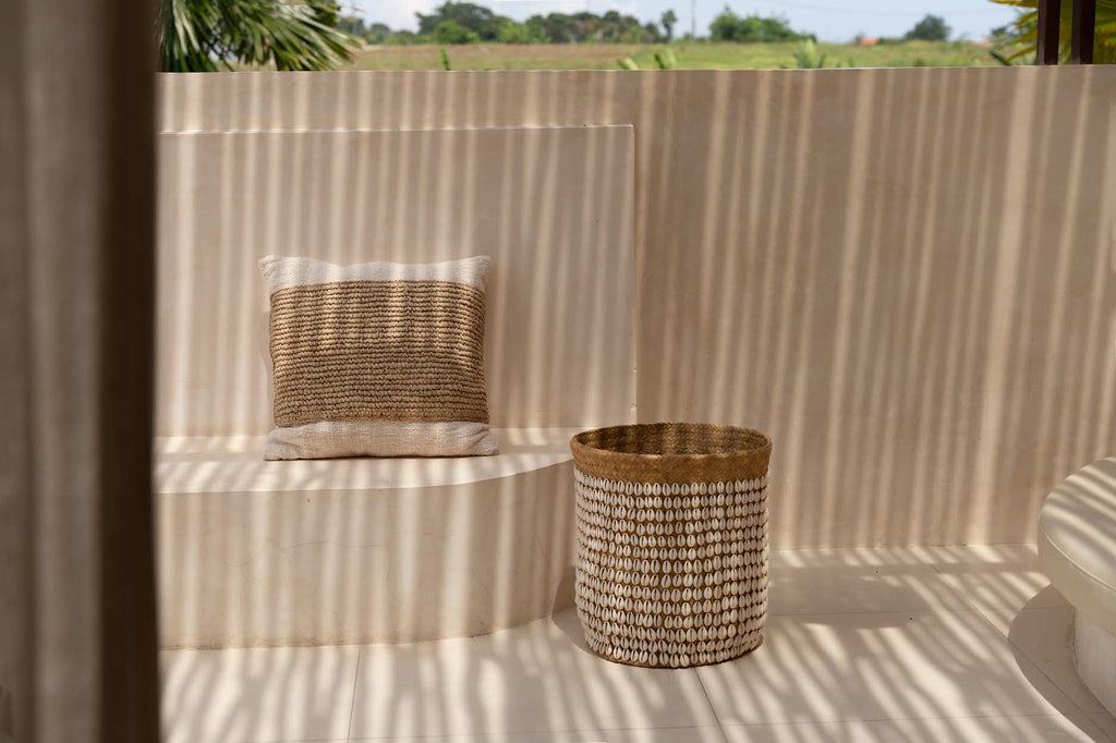The Raffia Stamp Cushion Cover - Natural