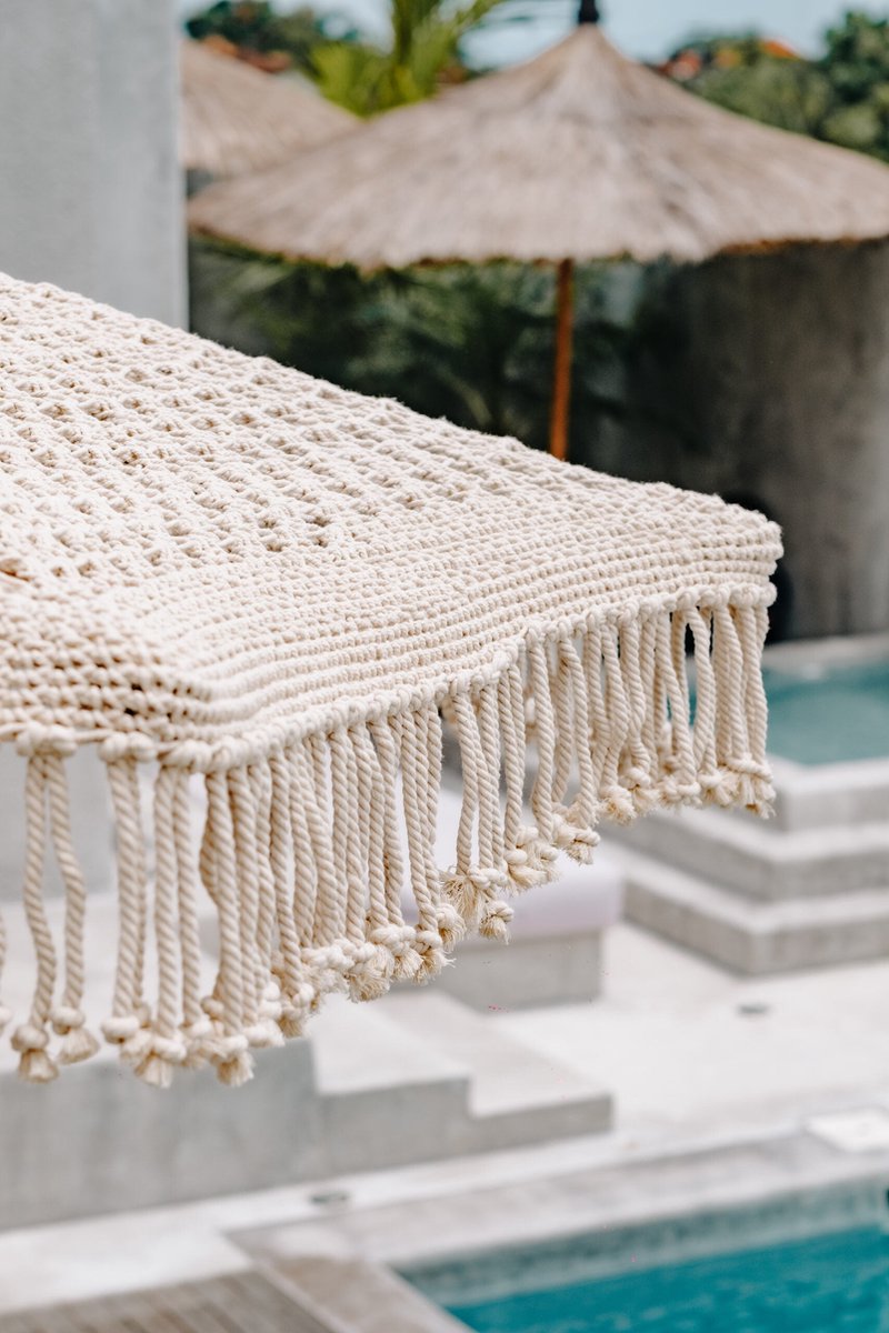 Hand-knotted Parasol Extra Fringes cream 250cm