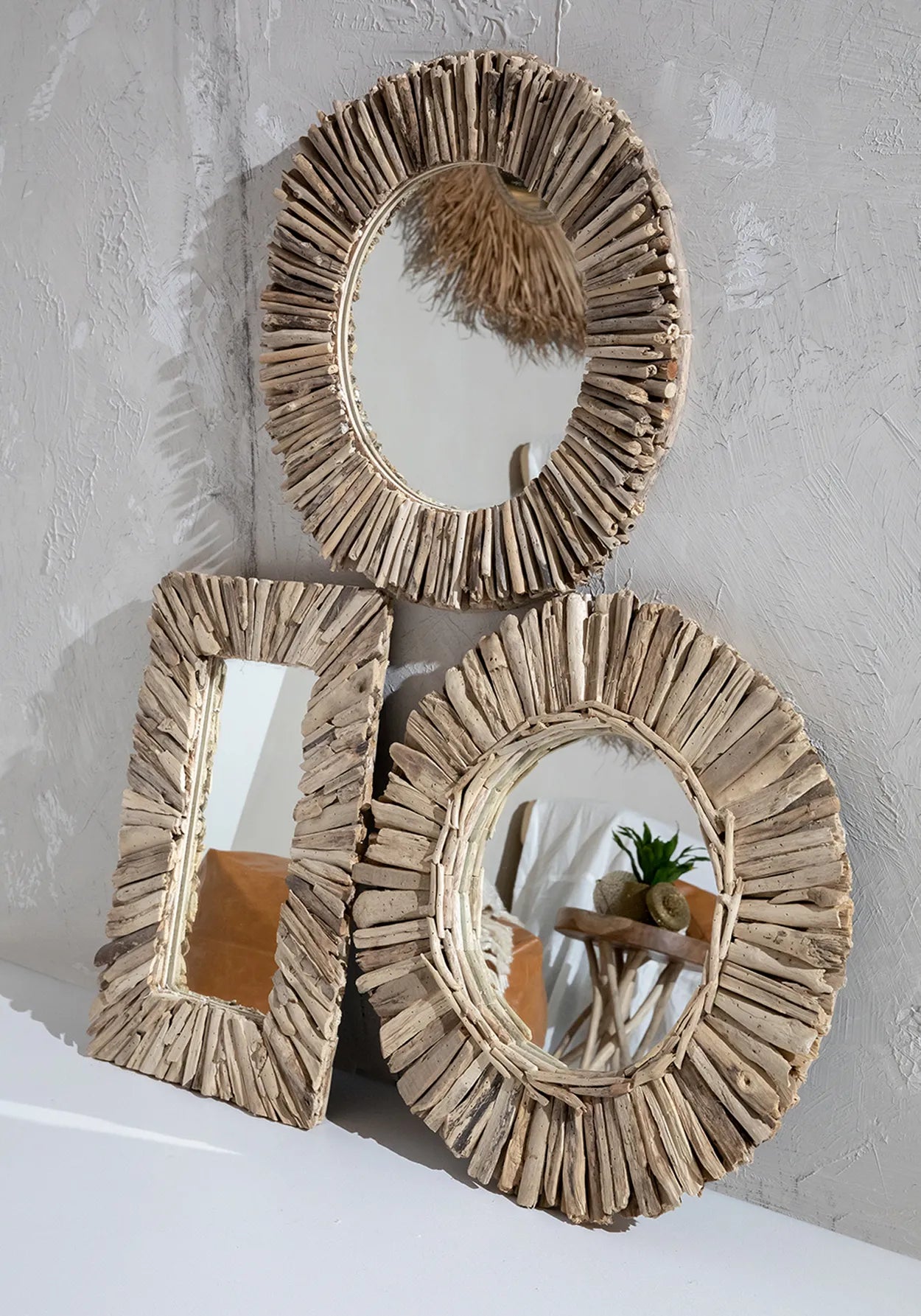 The Driftwood Halo Mirror - Natural - M_40