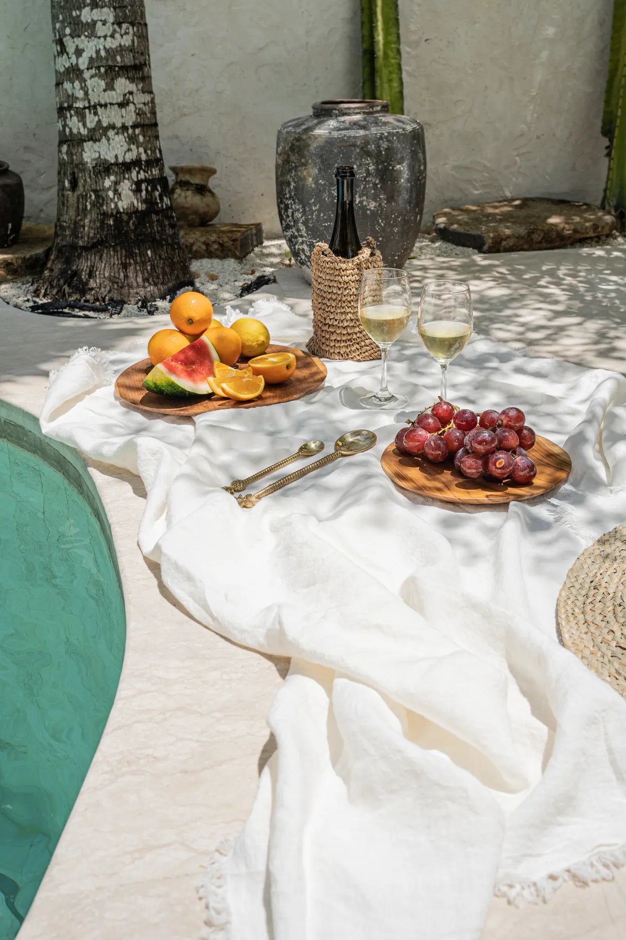 Linen Tablecloth - White - 180x300