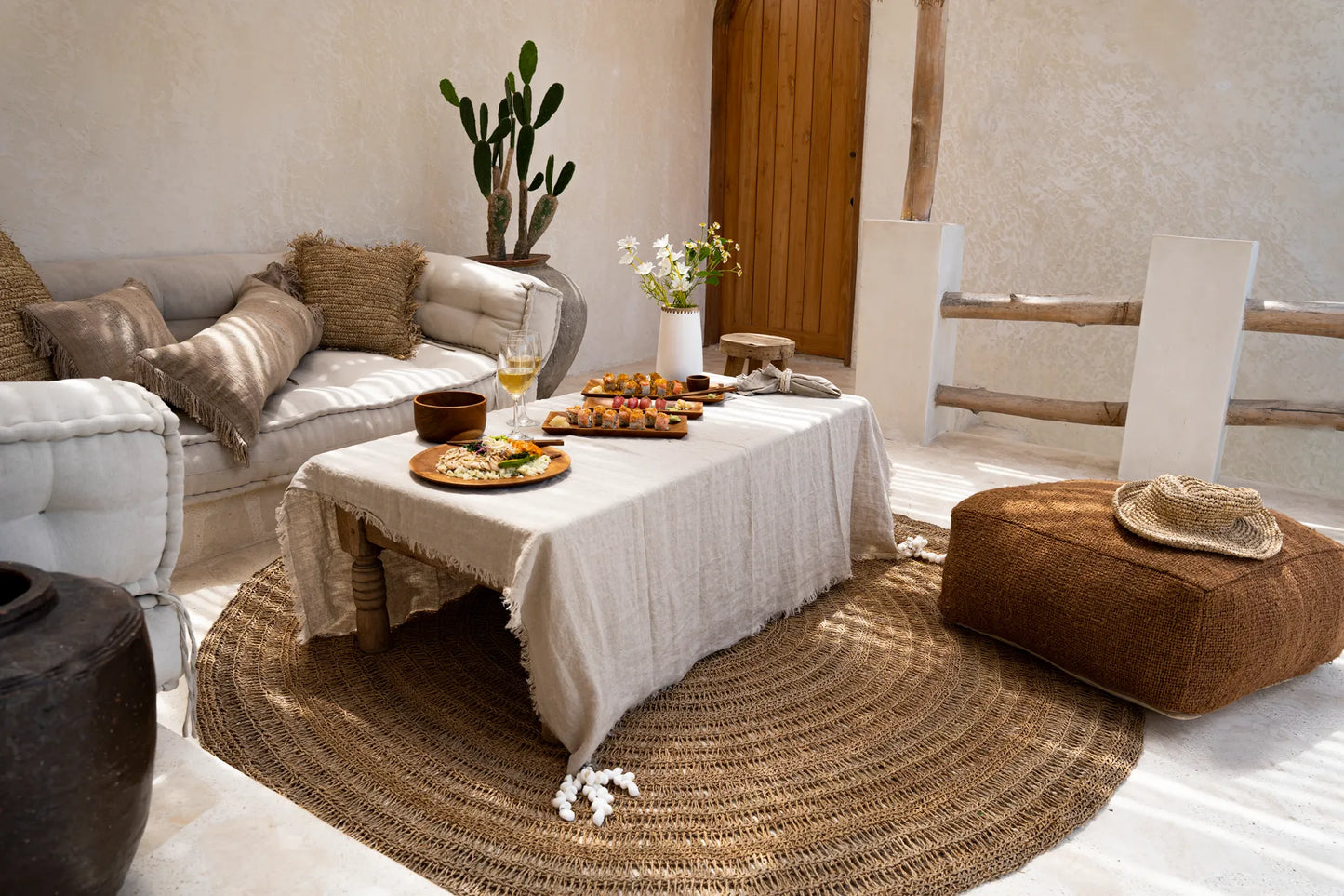 Linen Tablecloth - Beige - 150x250