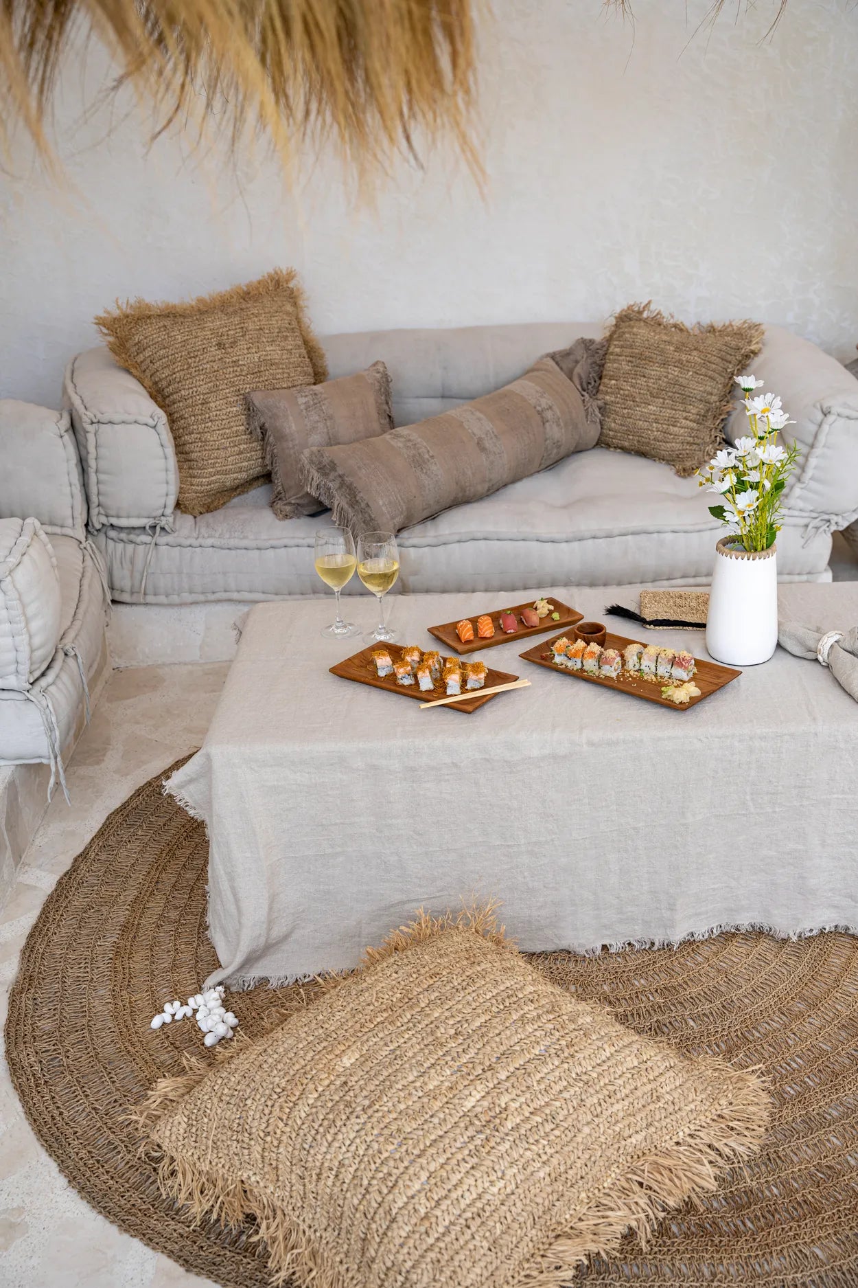 Linen Tablecloth - Beige - 150x200