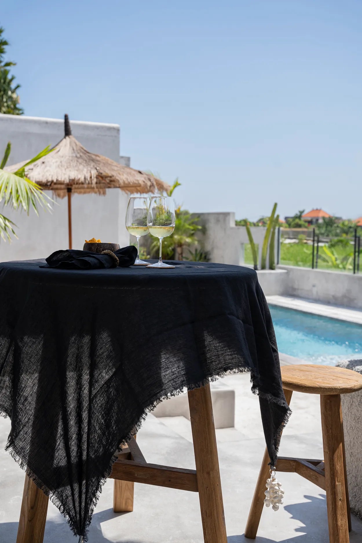 Linen Tablecloth - Black - 150x250