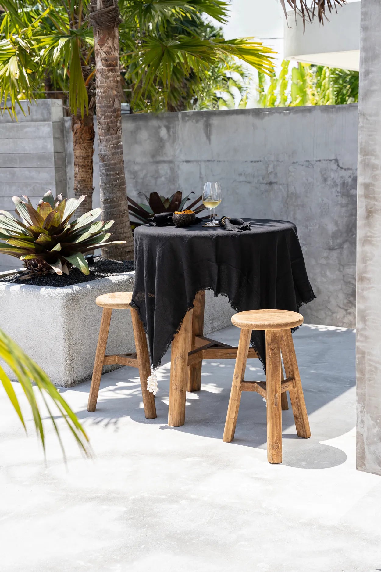 Linen Tablecloth - Black - 150x150