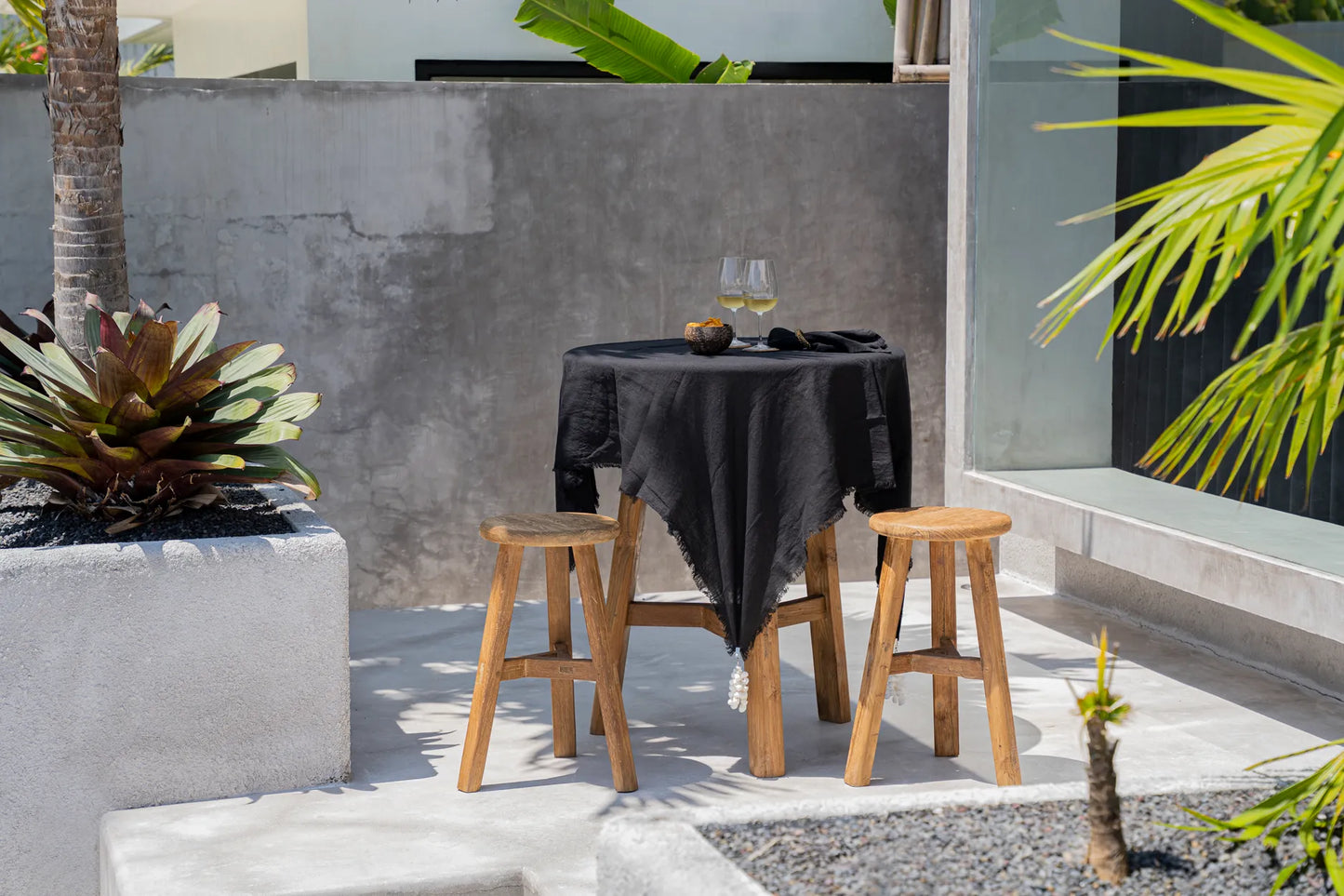 Linen Tablecloth - Black - 150x150
