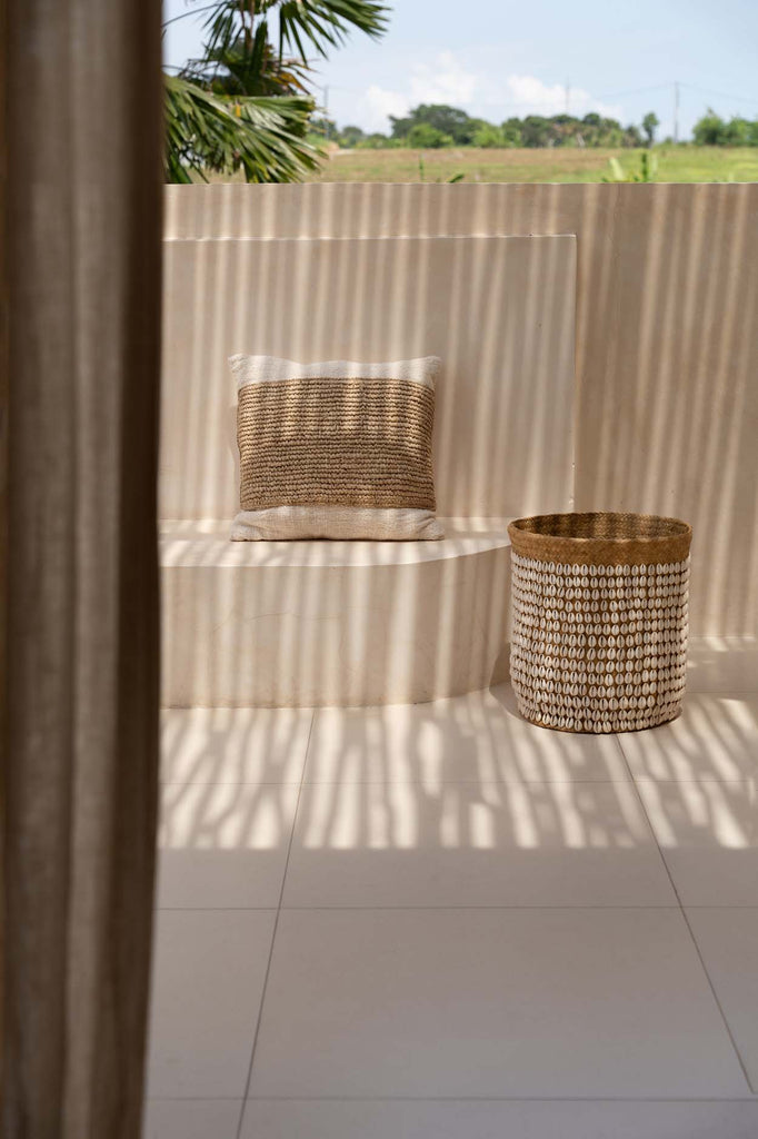The Raffia Stamp Cushion Cover - Natural