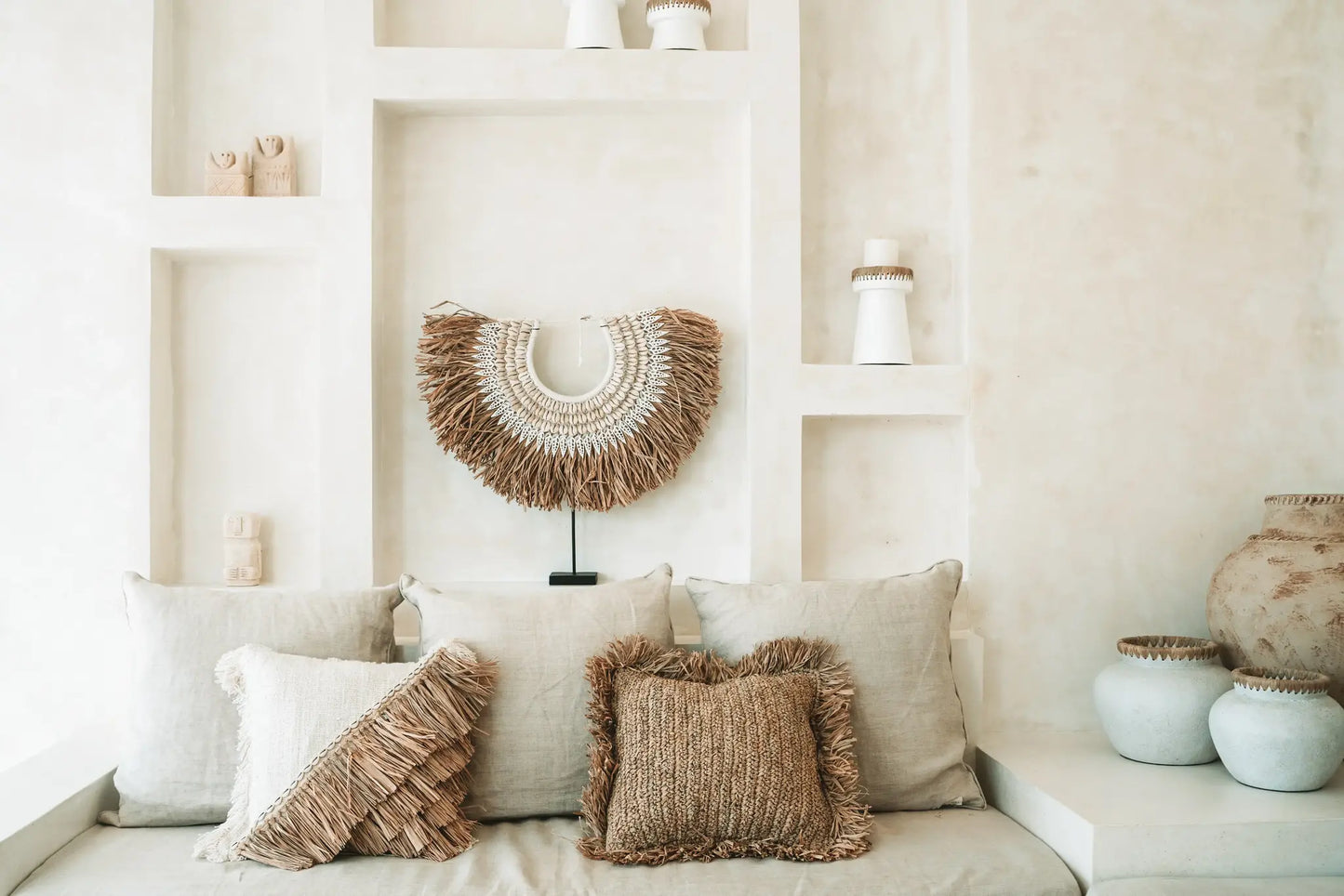 The Raffia Cotton Cushion Cover - Natural White - 40x40_40