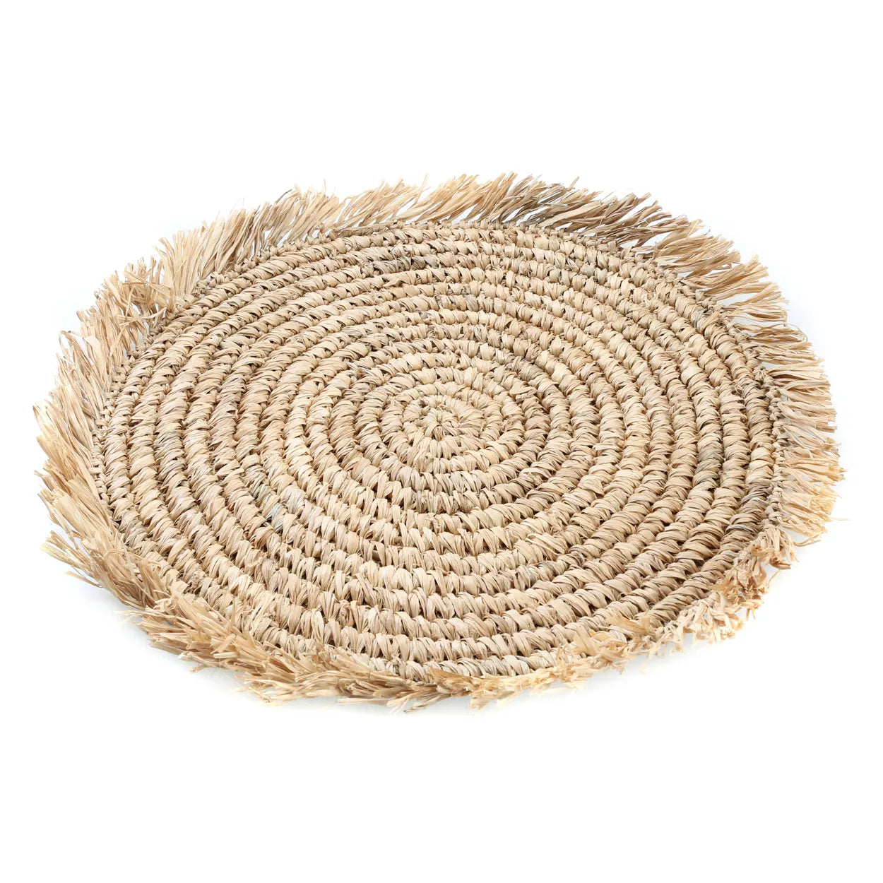 Set de table rond en raphia à franges - Naturel