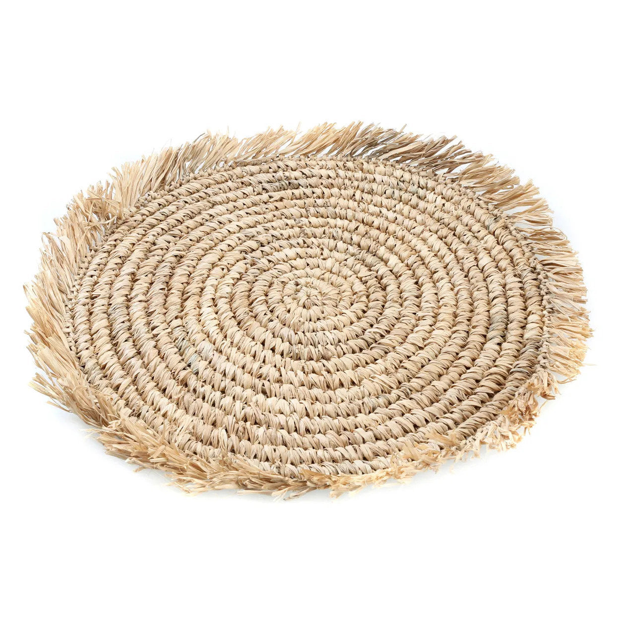 Set de table rond en raphia à franges - Naturel