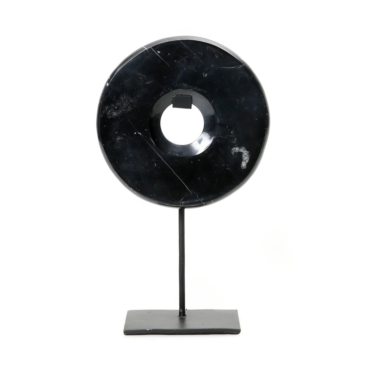 The marble disc on stand - Black - M