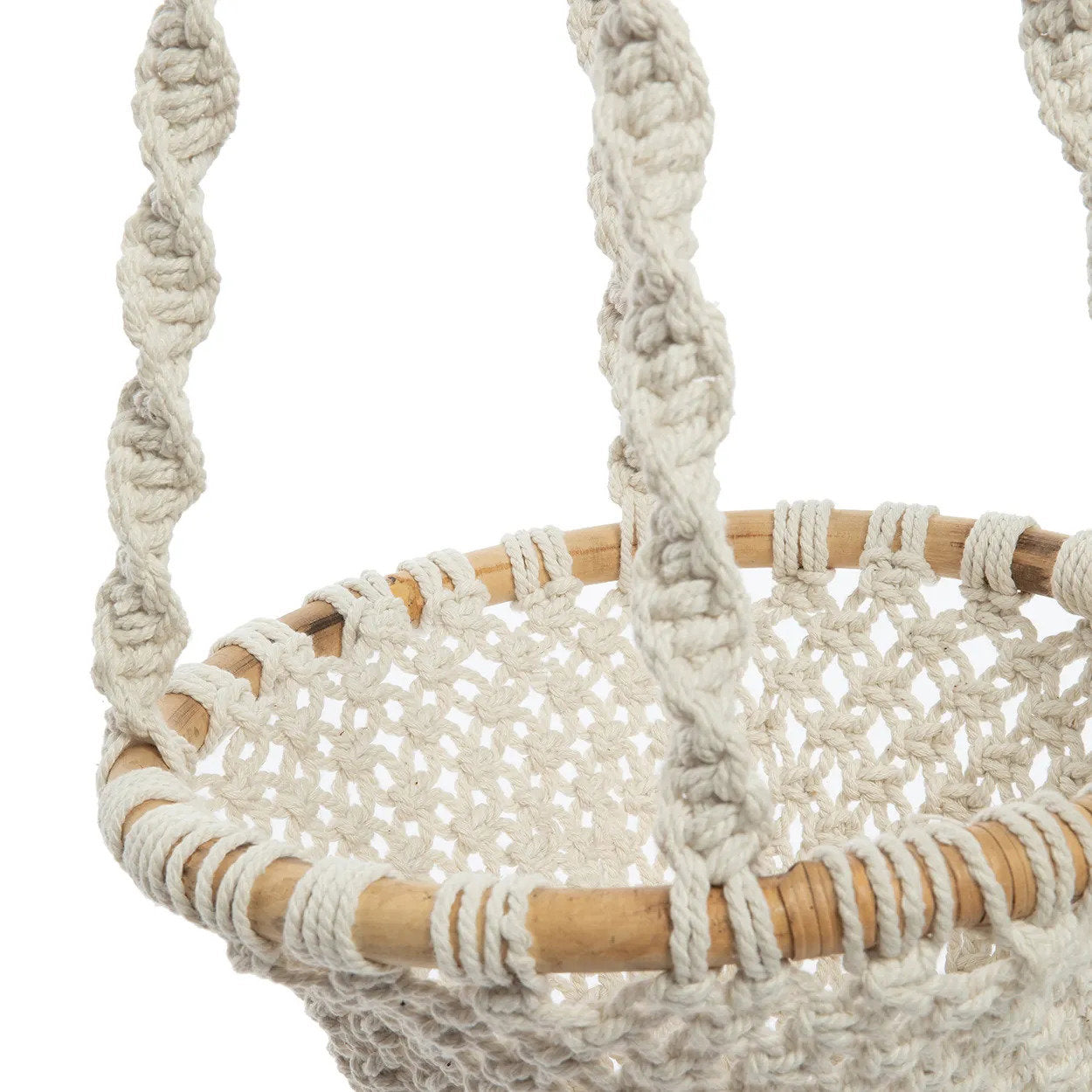 De Verdraaide Macramé Plantenhanger - Natuurlijk Wit - L