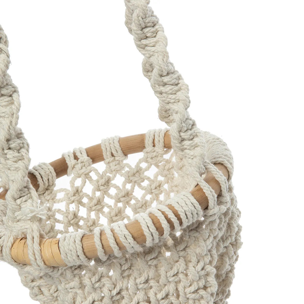 De Verdraaide Macramé Plantenhanger - Natuurlijk Wit - S