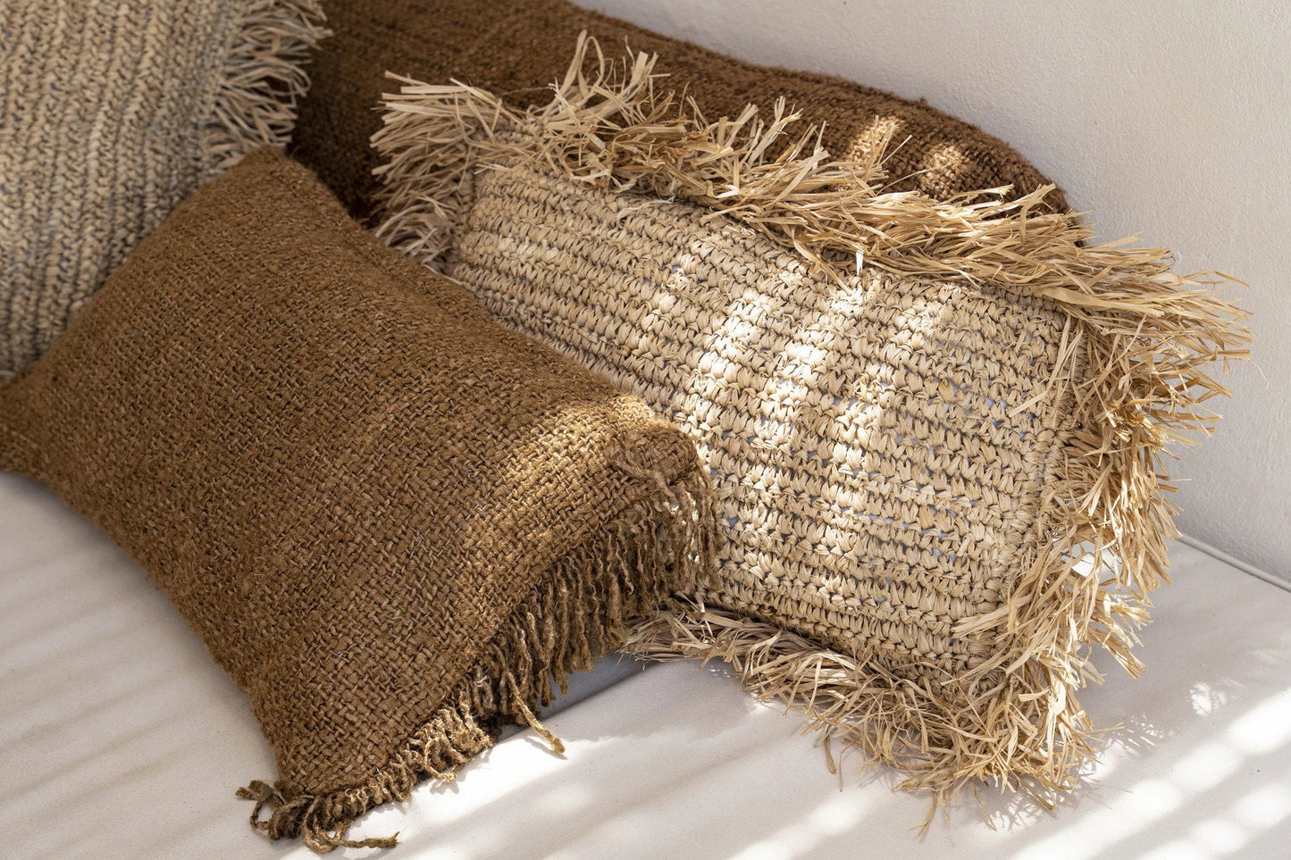 De Raffia Kussenhoes - Rechthoekig - Naturel - 30x50