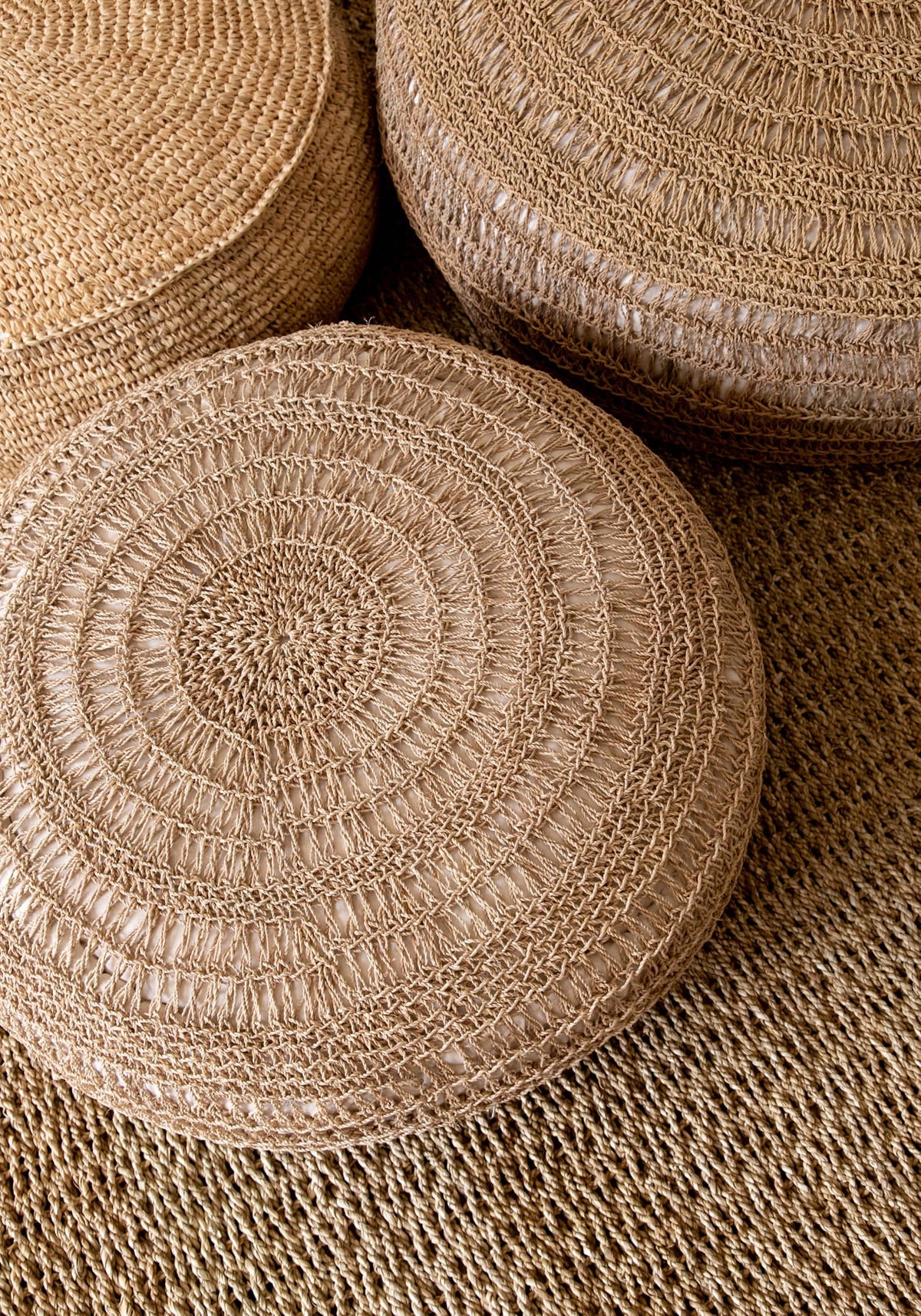 De Raffia Flores Poef - Naturel