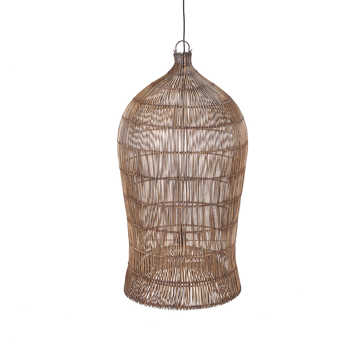 Geweven bel-hanglamp - donker walnoot - XL