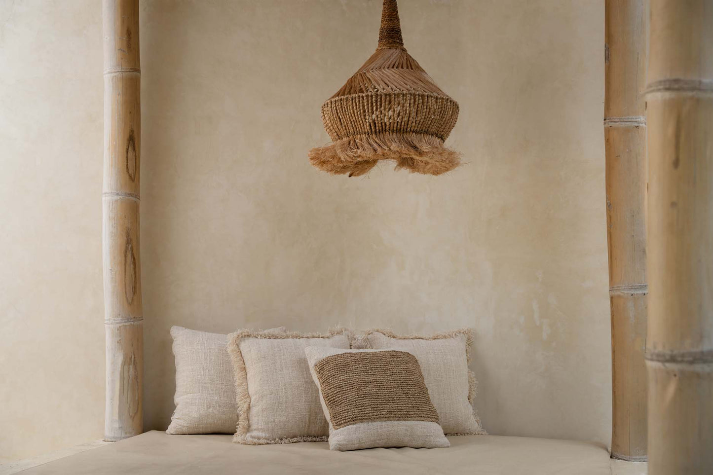 The Raffia Stamp Cushion Cover - Natural
