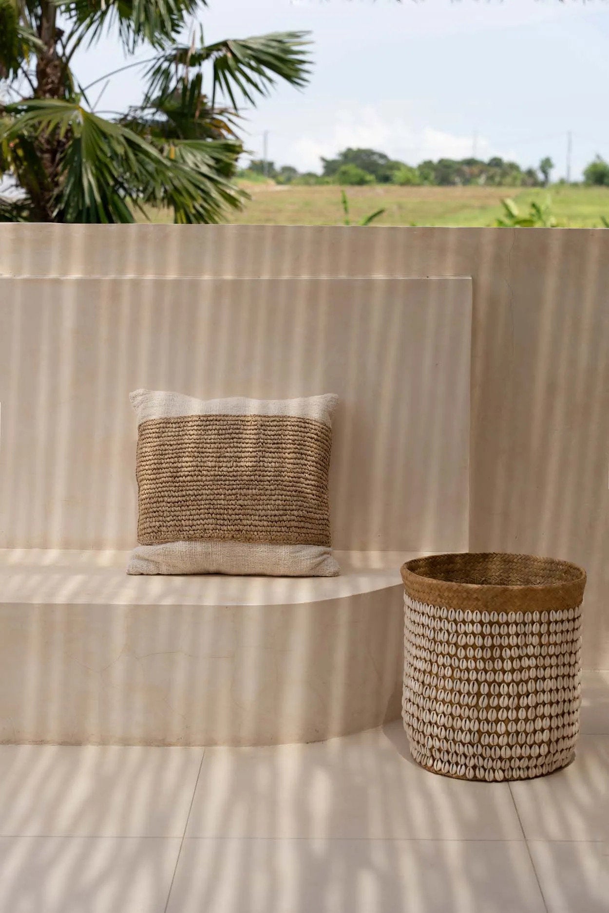 Housse de coussin The Raffia Stamp - Naturel