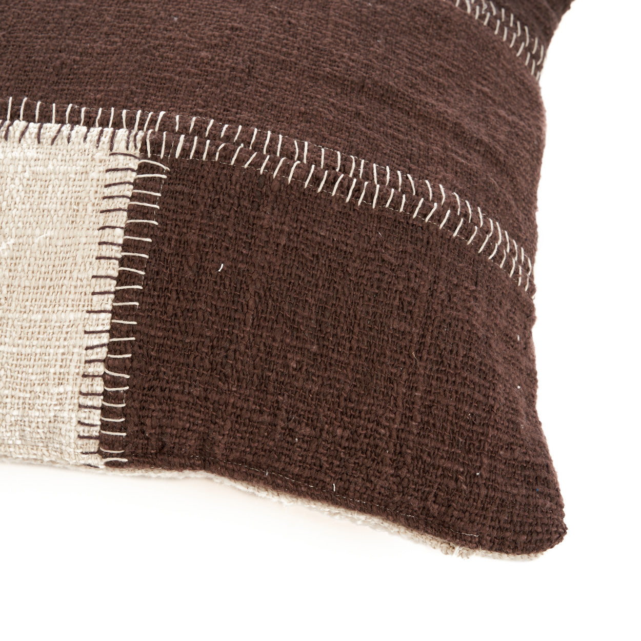 De Cocoa Patchwork Kussenhoes - Natuurlijk Bruin