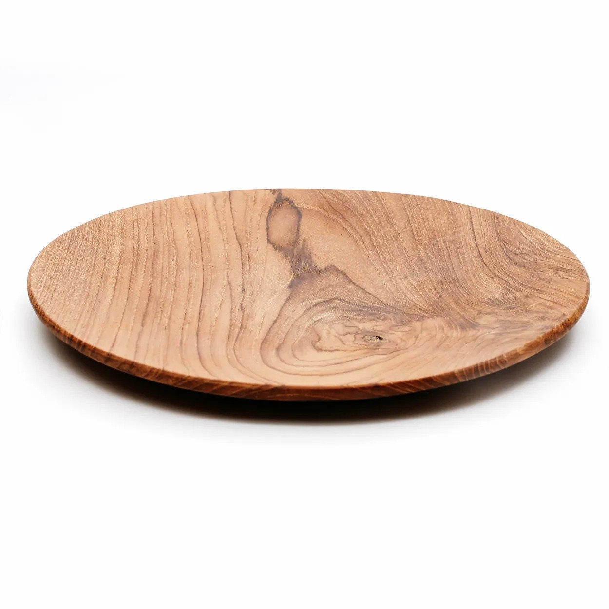 Assiette ronde en racine de teck - L