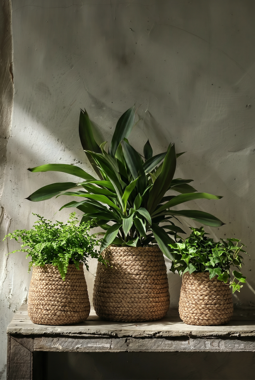 De Nep Gevlochten Plantenpot - Naturel - L