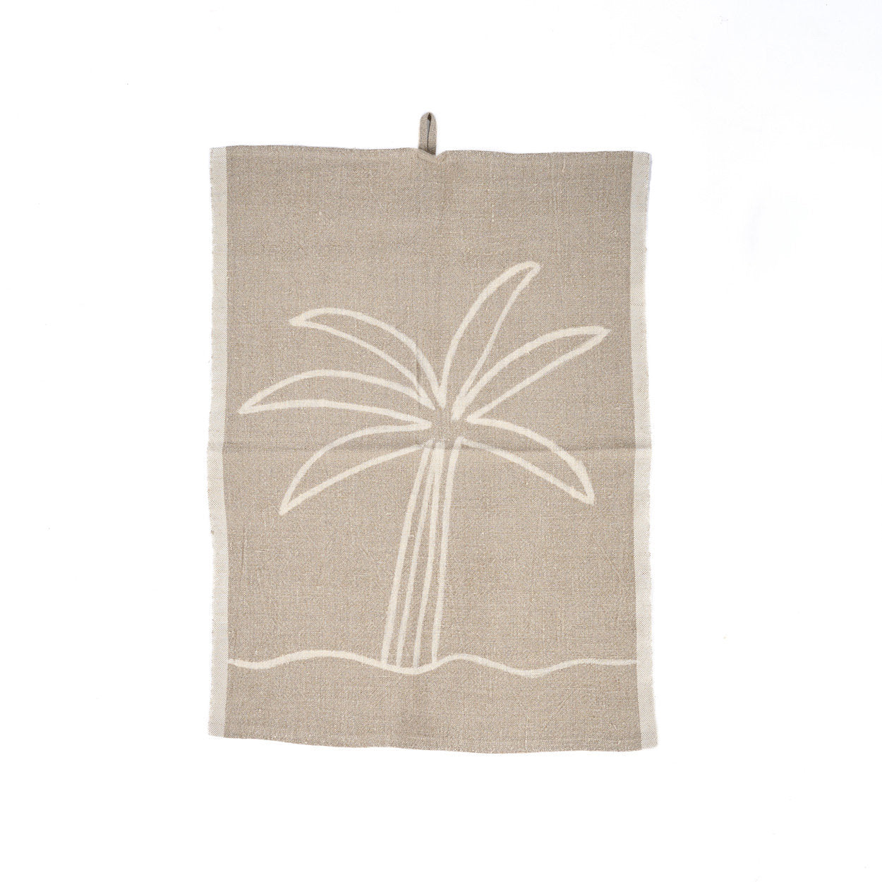 Linnen Palmboom Keukendoek - Natuurlijk Wit - 50x70