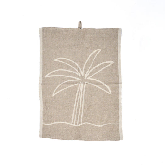Linnen Palmboom Keukendoek - Natuurlijk Wit - 50x70