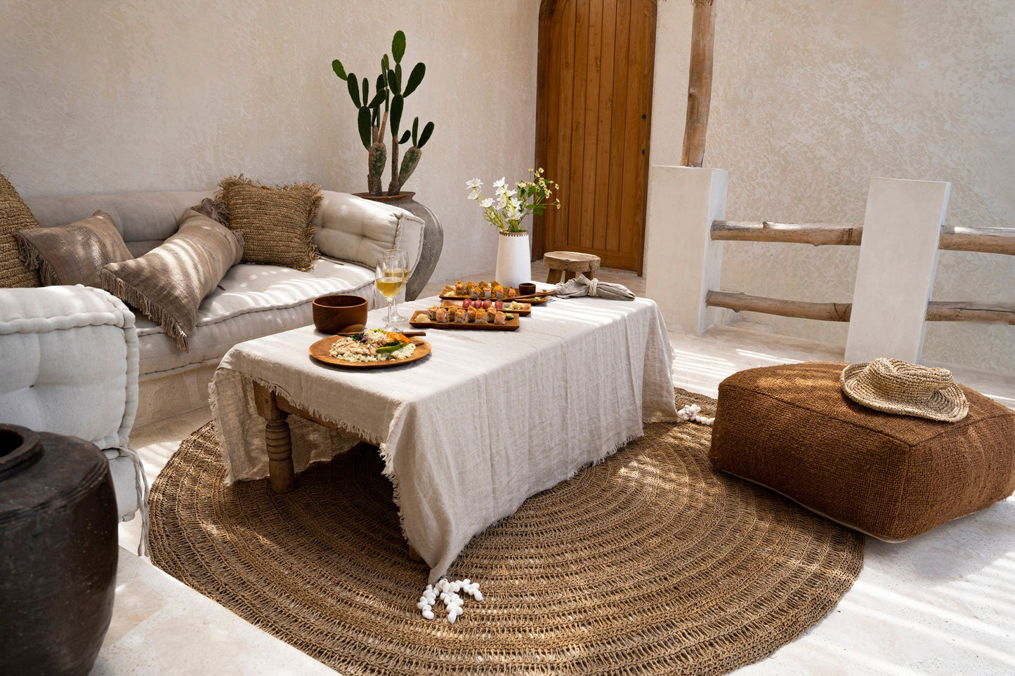 Linen Tablecloth - Beige - 150x250
