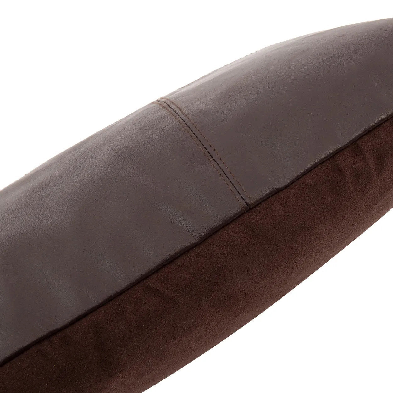 Zesdelige leren kussenhoes - Choco - 30x50