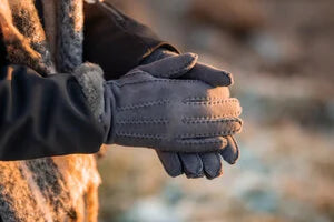 Lamsleren Dameshandschoenen - Grijs - Maat L