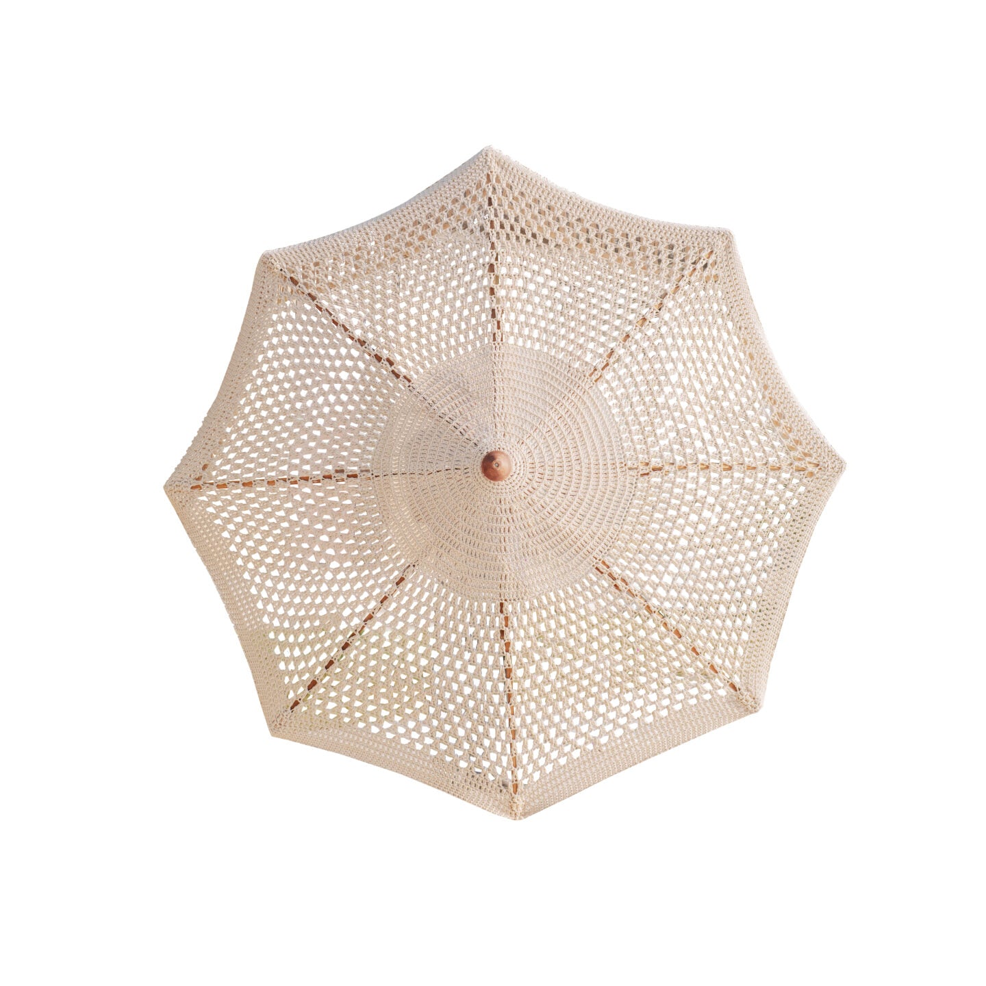 Hand-knotted parasol with fringes cream 250cm