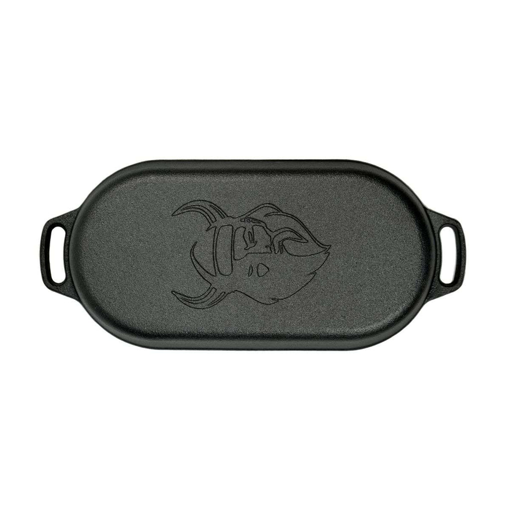 Dutch Oven Cast Iron Roasting Pan with Grill Lid Oval 2 Liter