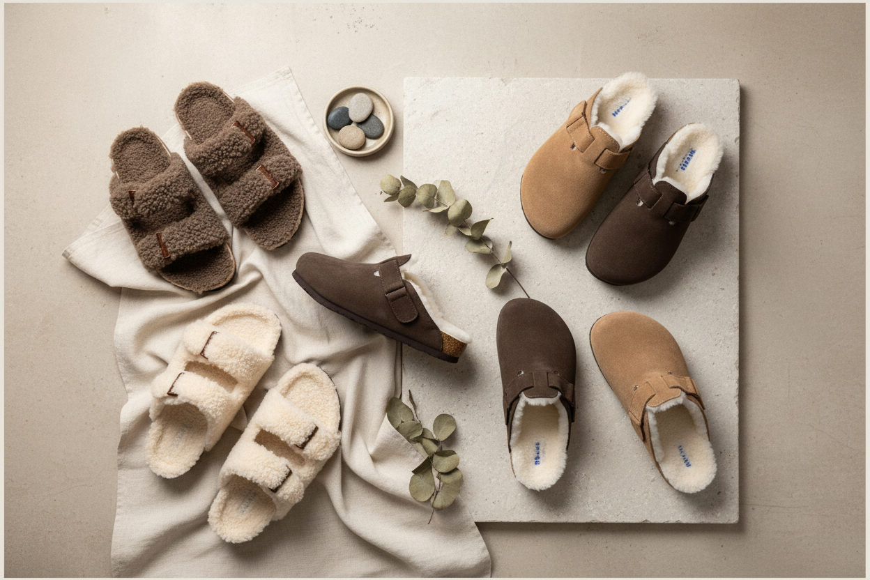 Flat lay slippers collectie