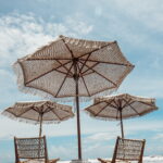 Hand-knotted parasol - Fringe - cream 250cm