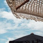 Hand-knotted parasol - Fringe - cream 250cm