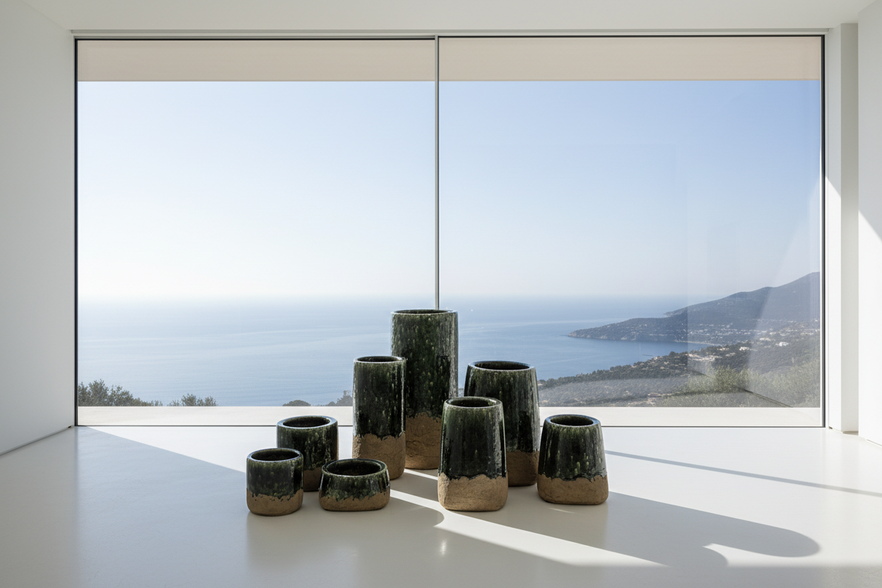 Potten vloercompositie moderne zuiderse villa