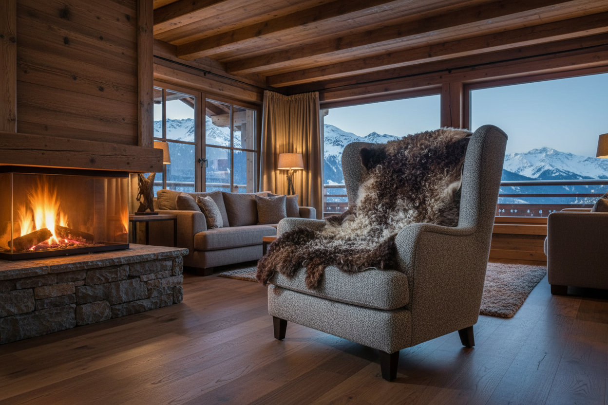Schapenvacht in gezellig chalet