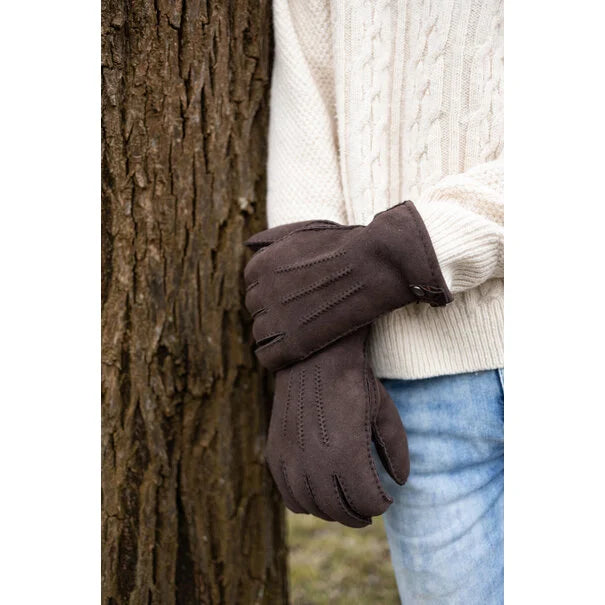 Lamsleren herenhandschoen - Bruin - Maat XL