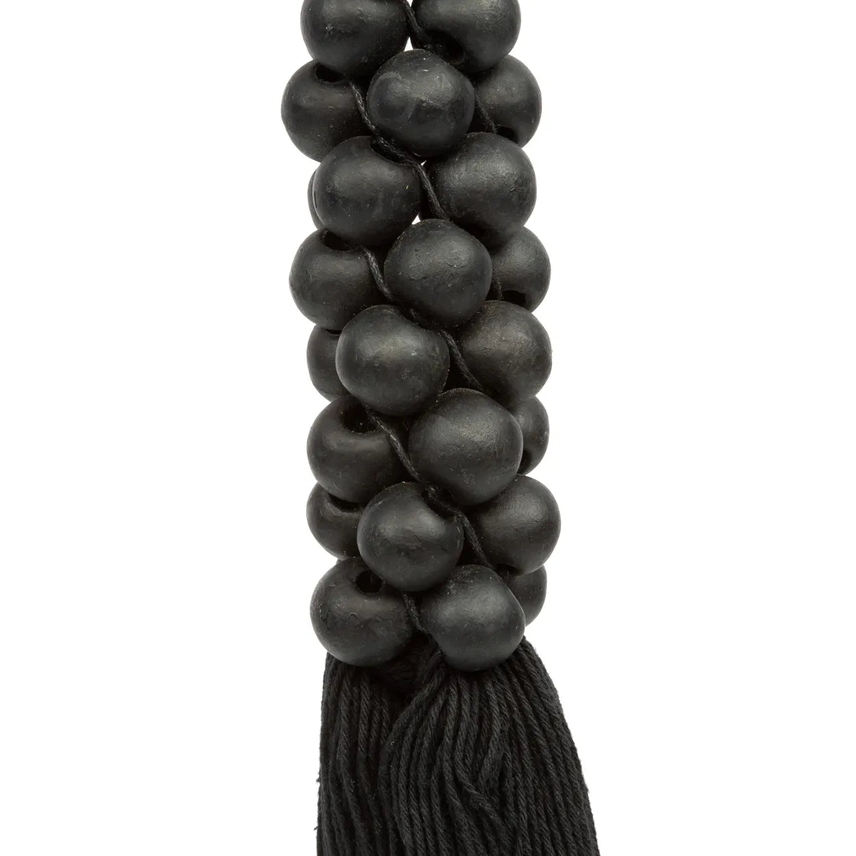 Perles en bois avec pompon en coton - Noir 2 pièces