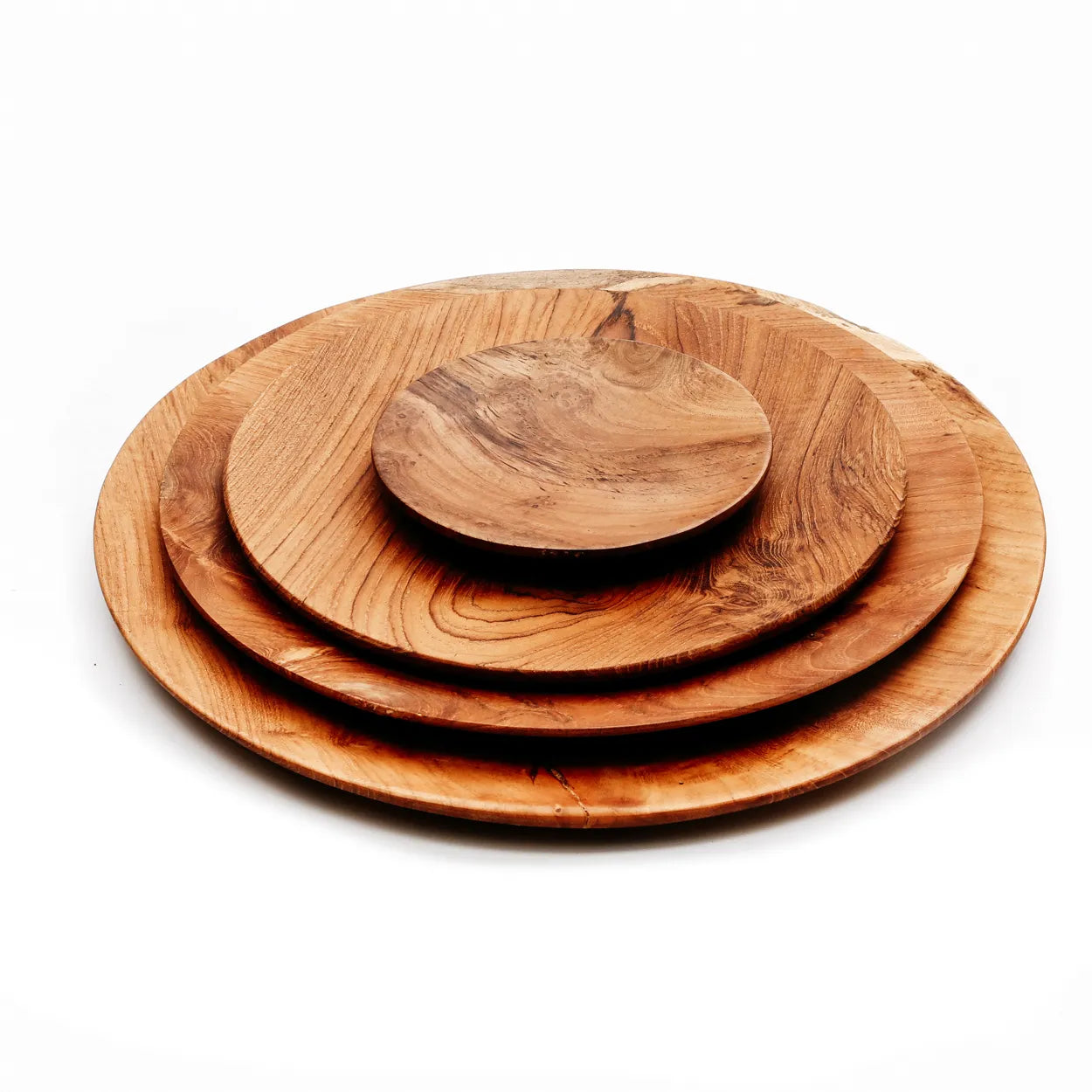 Assiette ronde en racine de teck - M