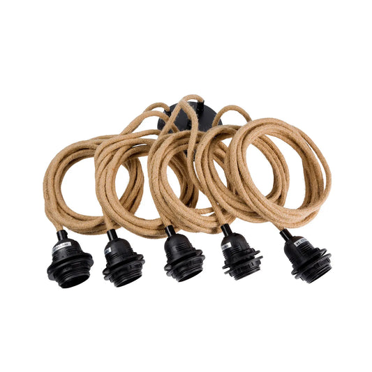 Fitting Lamp Ceiling - Natural/Black - 5 Fittings