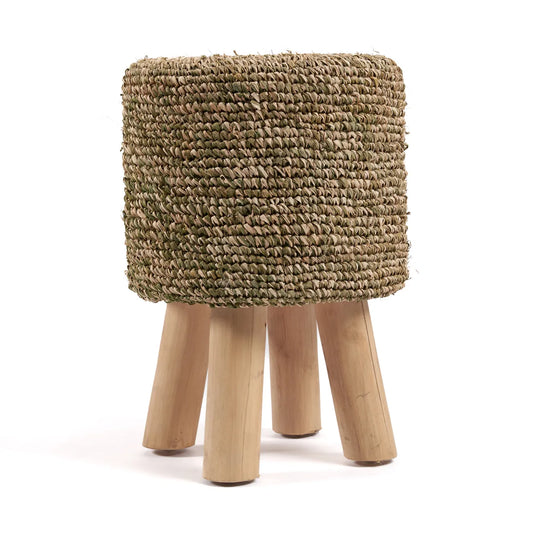 De Raffia gevlochten kruk - Jungle Groen