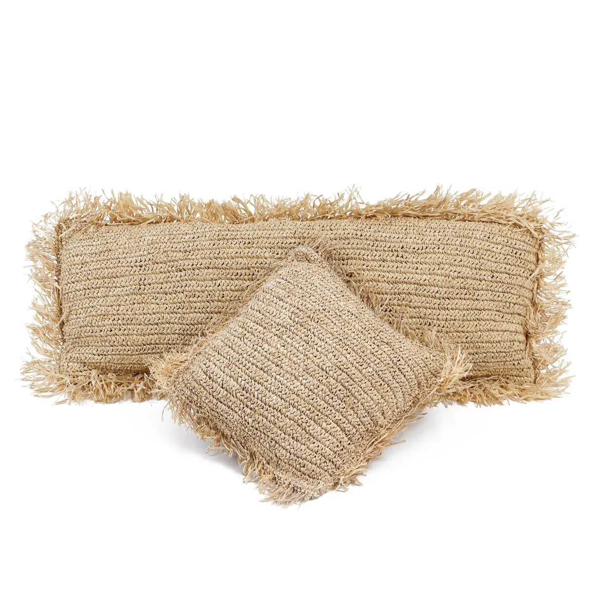 De Raffia Kussenhoes Rechthoekig - Natuurlijk - 35x100